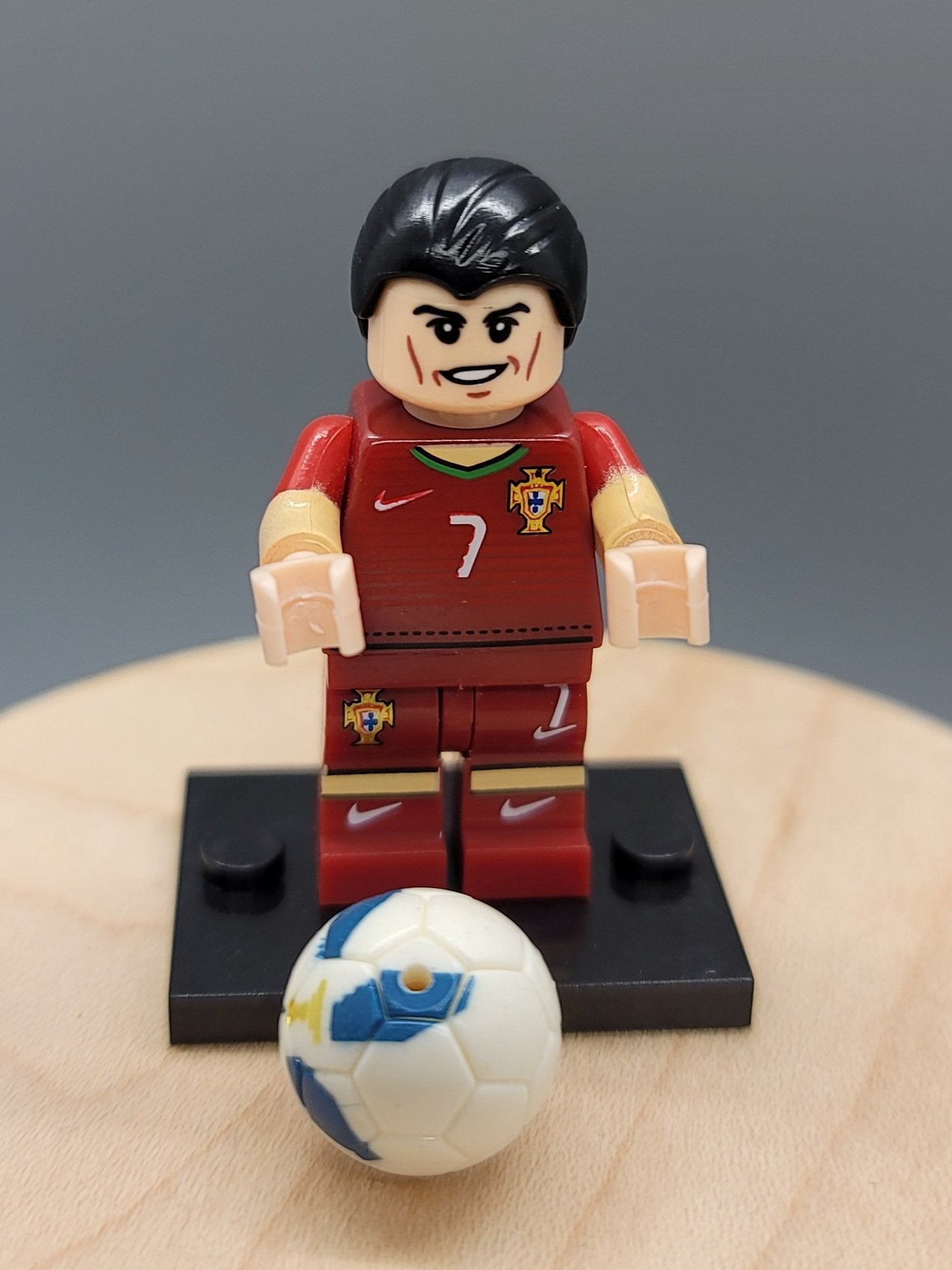 Christiano Ronaldo Custom minifigure by Beaus Bricks.   Brand new in package.  Please visit shop, lots more! - BeausBricks