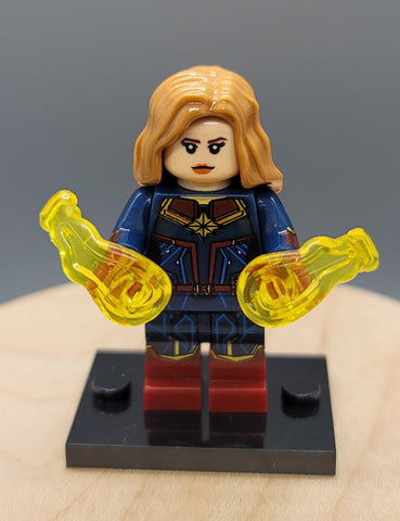 Captain Marvel Custom minifigure.   Brand new in package.  Please visit shop, lots more! - BeausBricks