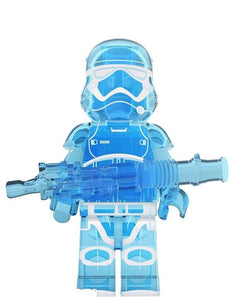 Clear Storm Trooper Custom minifigure by Beaus Bricks.  Brand new in package.  Please visit shop, lots more! - BeausBricks