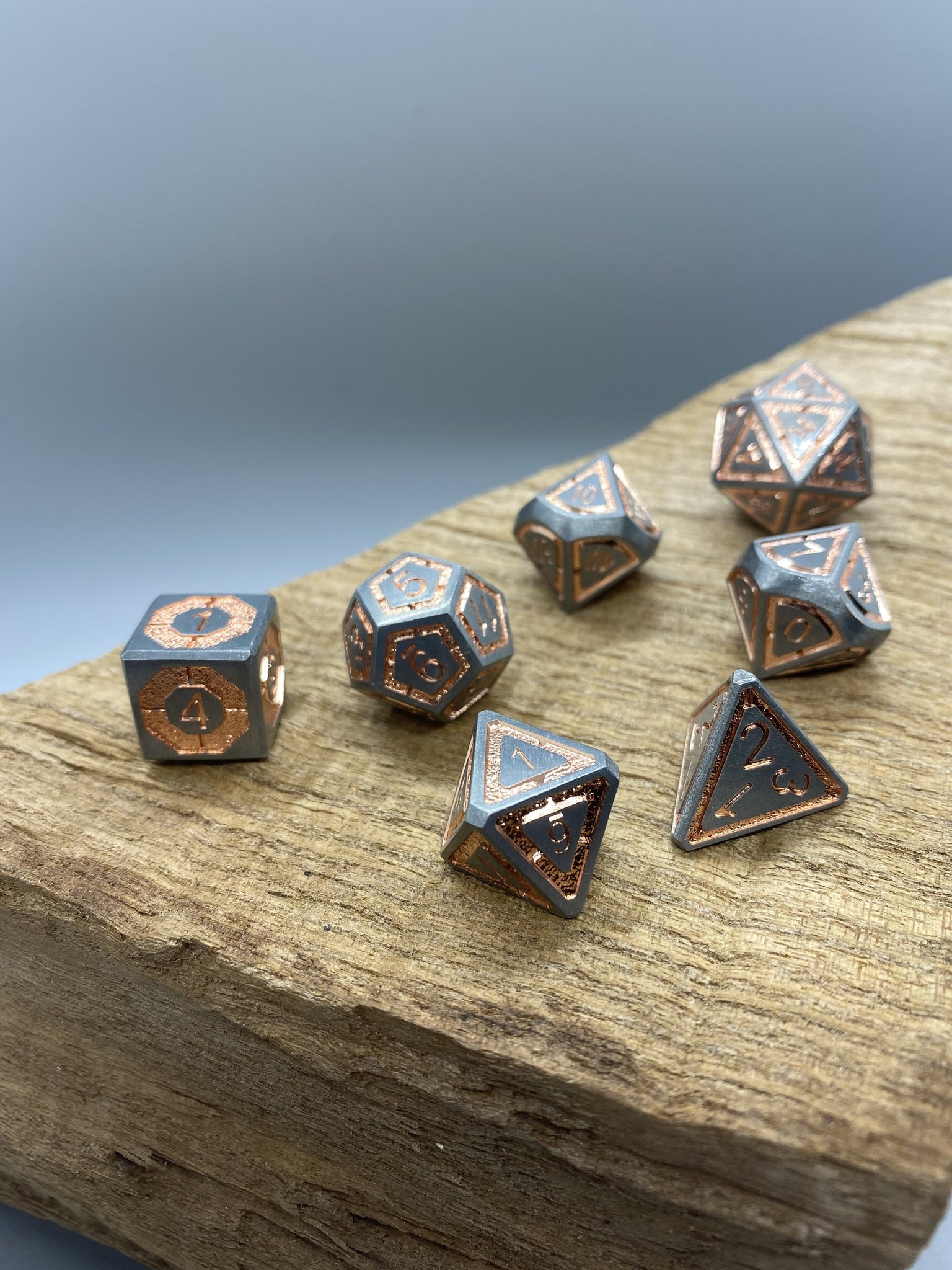 Matte with Copper Outline Metal Polyhedral Dice Set.   Complete set. - BeausBricks
